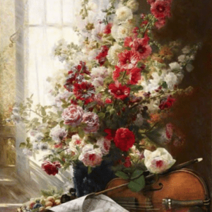 Bouquet et violon 70 x 50 cm
