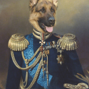 Portrait de chien Berger Allemand en officier 100x70 cm
